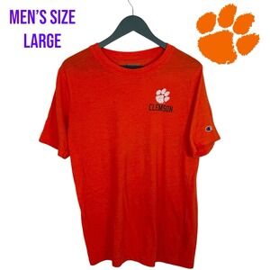 Clemson Tigers Champion Shirt Men's Large‎ Orange Paw Logo NCAA Athletic Tee